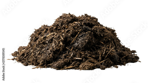 Pile of organic compost fertilizer isolated on white background.