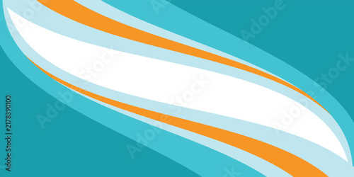 Curving turquoise and teal waves with a bold orange accent create a modern, ocean-inspired abstract background ideal for banners, headers, presentations and promotional designs with clean copy space.