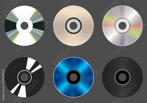 Set of realistic compact discs vector illustration.