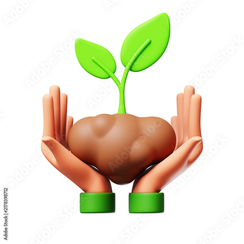 Planting Conservation 3D Illustration