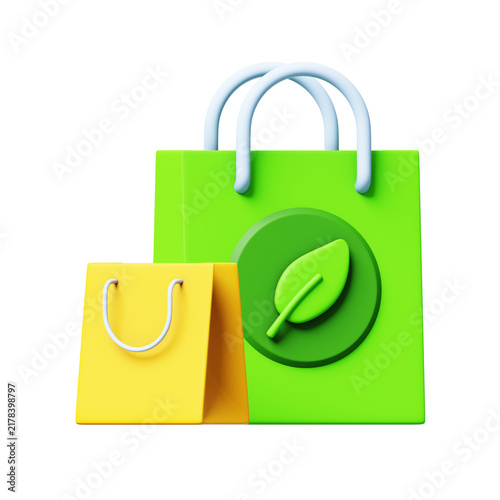 Eco-Friendly Shopping 3D Illustration