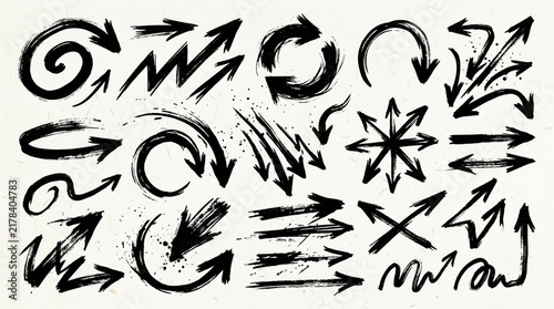 Hand-drawn arrow collection, grunge, brush stroke, infographic elements