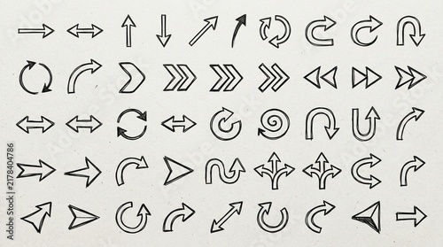 Hand-Drawn Arrow Icons Set - Vector Graphics for Direction and Navigation