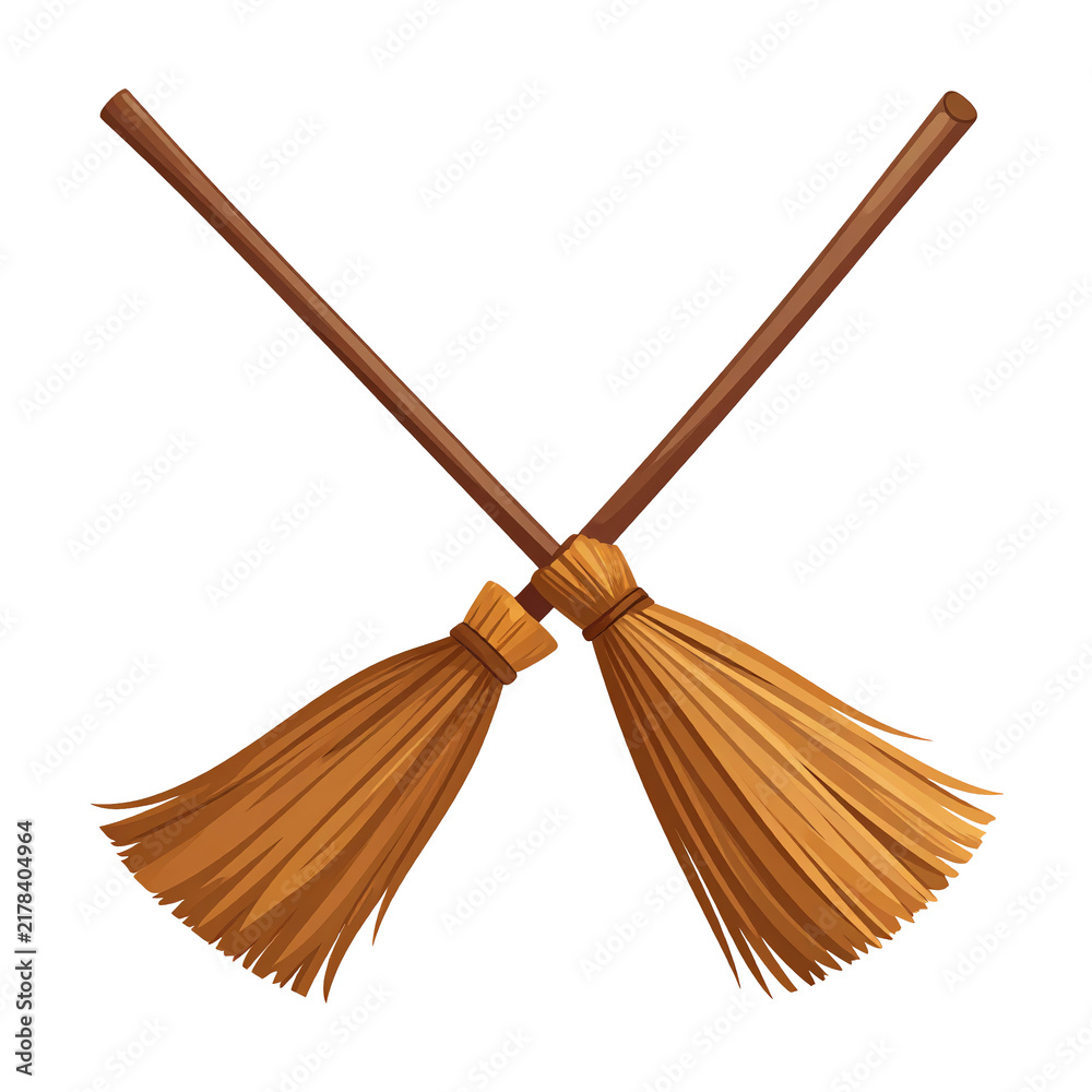 Fototapeta premium Crossed Brooms for Halloween or Magic Theme