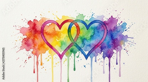 LGBTQ love symbol and soulmate link depicted in vibrant watercolor artwork