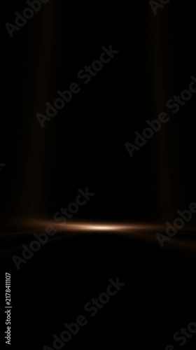 Dark black Christmas background with a warm golden spotlight and empty stage area, ideal for elegant masculine holiday presentations, posters and seasonal designs.