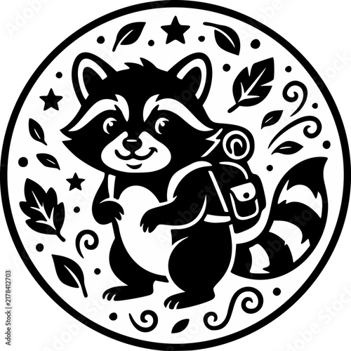 Cute Raccoon Badge Adventure