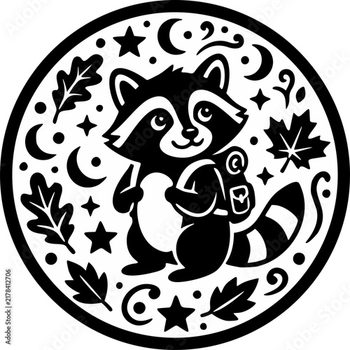 Cute Raccoon Badge Adventure