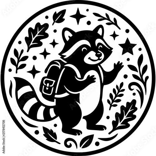 Cute Raccoon Badge Adventure