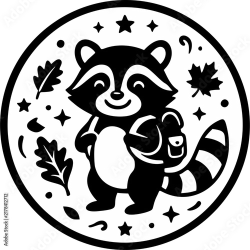 Cute Raccoon Badge Adventure