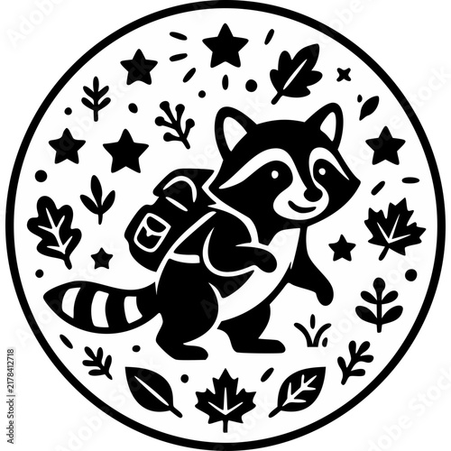 Cute Raccoon Badge Adventure