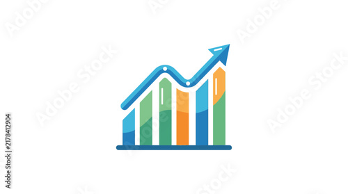 Stylized bar chart with upward blue arrow for revenue.