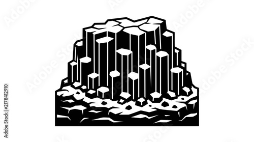 Stylized basalt columns or volcanic rock formation.