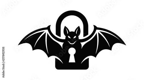Stylized bat wings lock with keyhole silhouette.