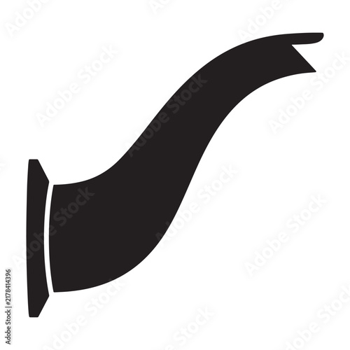Simple black silhouette of a curved ribbon banner or flag shape isolated on a white background, for and labeling purposes