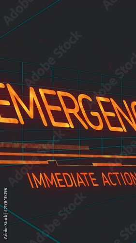 Biohazard symbol with Immediate Action Required alert in animation style