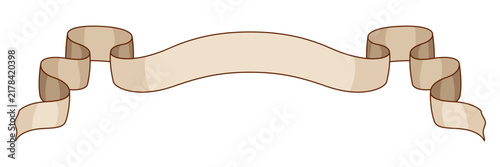 Old parchment scroll ribbon. Decorative paper swirl banner.