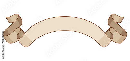 Old realistic scroll ribbon. Decorative paper swirl banner.