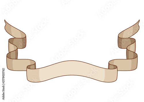 Old detailed scroll ribbon. Decorative paper swirl banner.