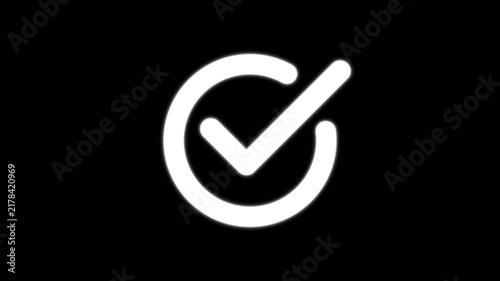 White Check Mark Success Symbol Animation For Positive Validation And Confirmation On Black Background