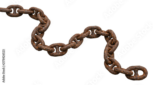 Rusty metal ship anchor chain isolated on transparent background