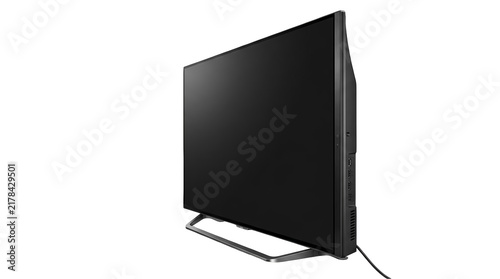 Modern flat screen television isolated on transparent background view