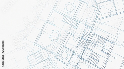 Architectural blueprint floor plan background with technical drawing