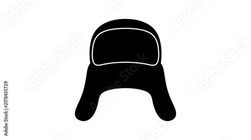 Black silhouette of an ushanka winter hat with ear flaps. Excellent for cold weather themes, winter fashion, snow activities, and cozy designs