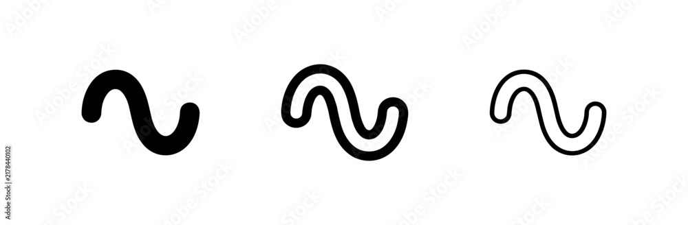 Fototapeta premium Wavy Line Icon Set Representing Curves and Waves in Multiple Styles