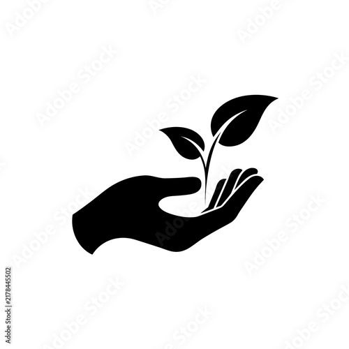 Plakat hand with leaf