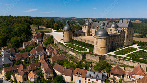 Canvas Print Gardens and Chateau de Hautefort, Perigord, France