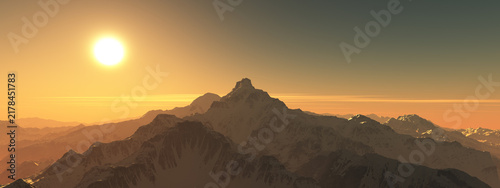 Bergpanorama bei Sonnenuntergang