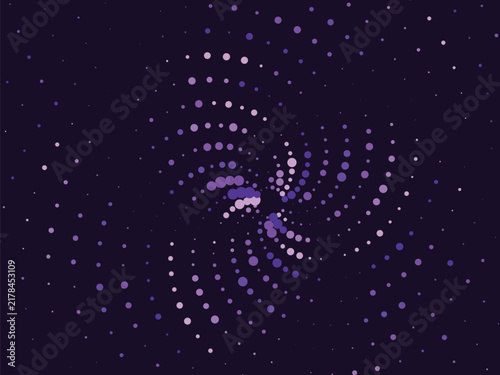 Purple halftone spiral gradient abstract background design template for creative artistic prints.