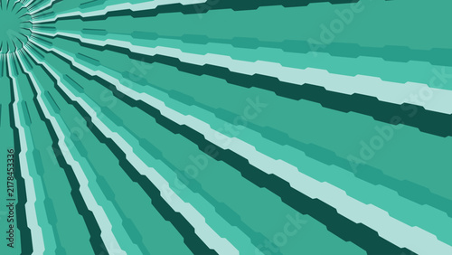 Teal abstract background with radial sunburst pattern and segmented rhythmic dark lines.