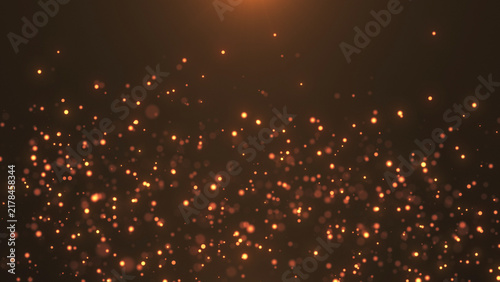 Luxurious modern background with rising bright golden particles and beautiful bokeh.