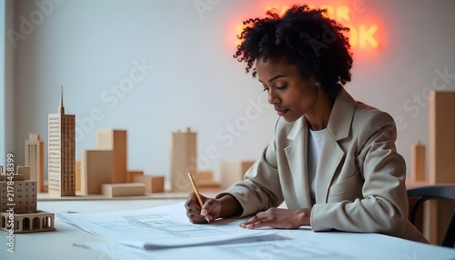 young man reading a book. A woman is working in an office.