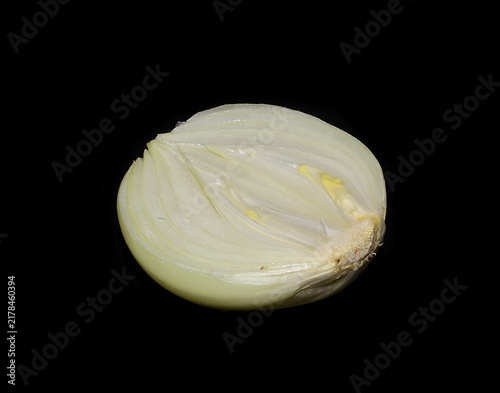 onion isolated on black background
