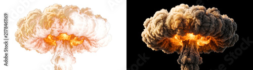 Fotografie Explosion shows a fiery mushroom cloud for cinematic VFX with PNG, Transparent a