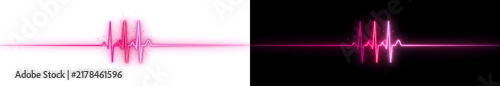 Foto Glowing pink ECG heartbeat pulse line with a flat baseline and sharp cardiac spi