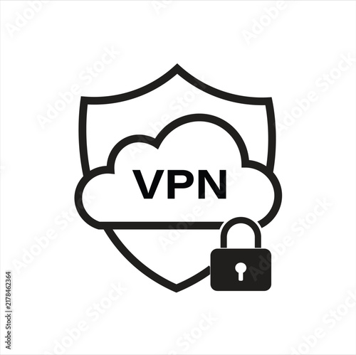 VPN Cloud Security Shield Icon for Private Network Protection Secure Connection and Online Privacy Vector Illustration