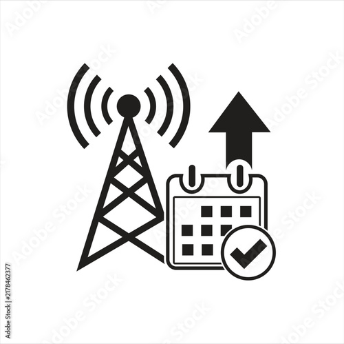 Secure Communication Tower Network Protection Icon for Wireless Security Signal Monitoring and Digital Infrastructure Vector