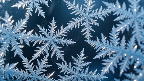 Ice frost crystals growing on window glass