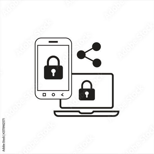 Mobile Device Security and Secure Access Icon with Smartphone Protection Shield for Digital Privacy Vector Illustration