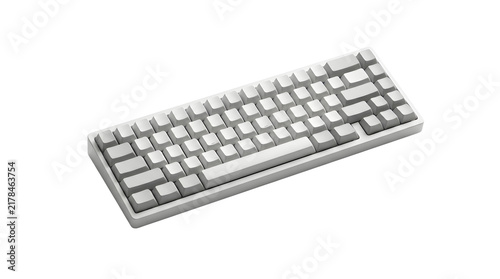 White Computer Keyboard with Numeric Keypad on White Background