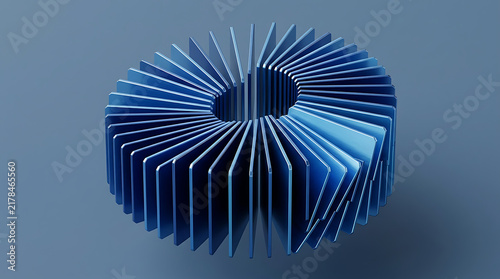 3d blue geometric sphere with light rays illustration