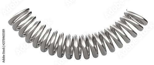 Silver metal spring bent isolated 3d