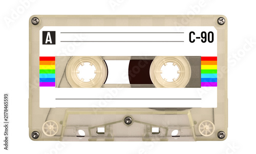 Cassette tape with rainbow stripe 3d