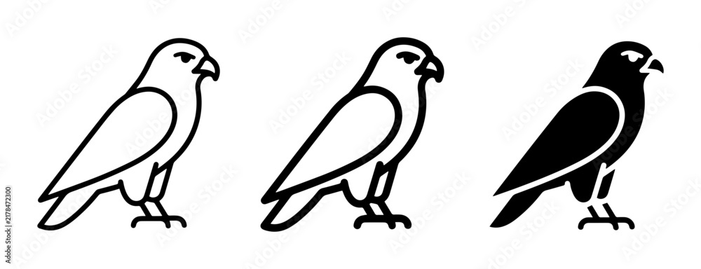 Fototapeta premium Falcon Icons, Bird Silhouettes, Vector Graphics
