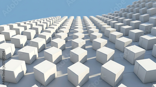 Geometric pyramid solar panel array in desert illustration