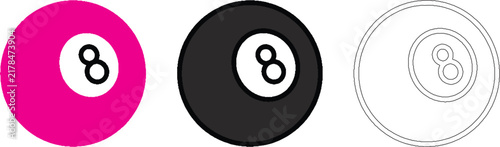 Eight Ball Icon Vector, Black Billiard Ball Symbol, Pool Game Illustration